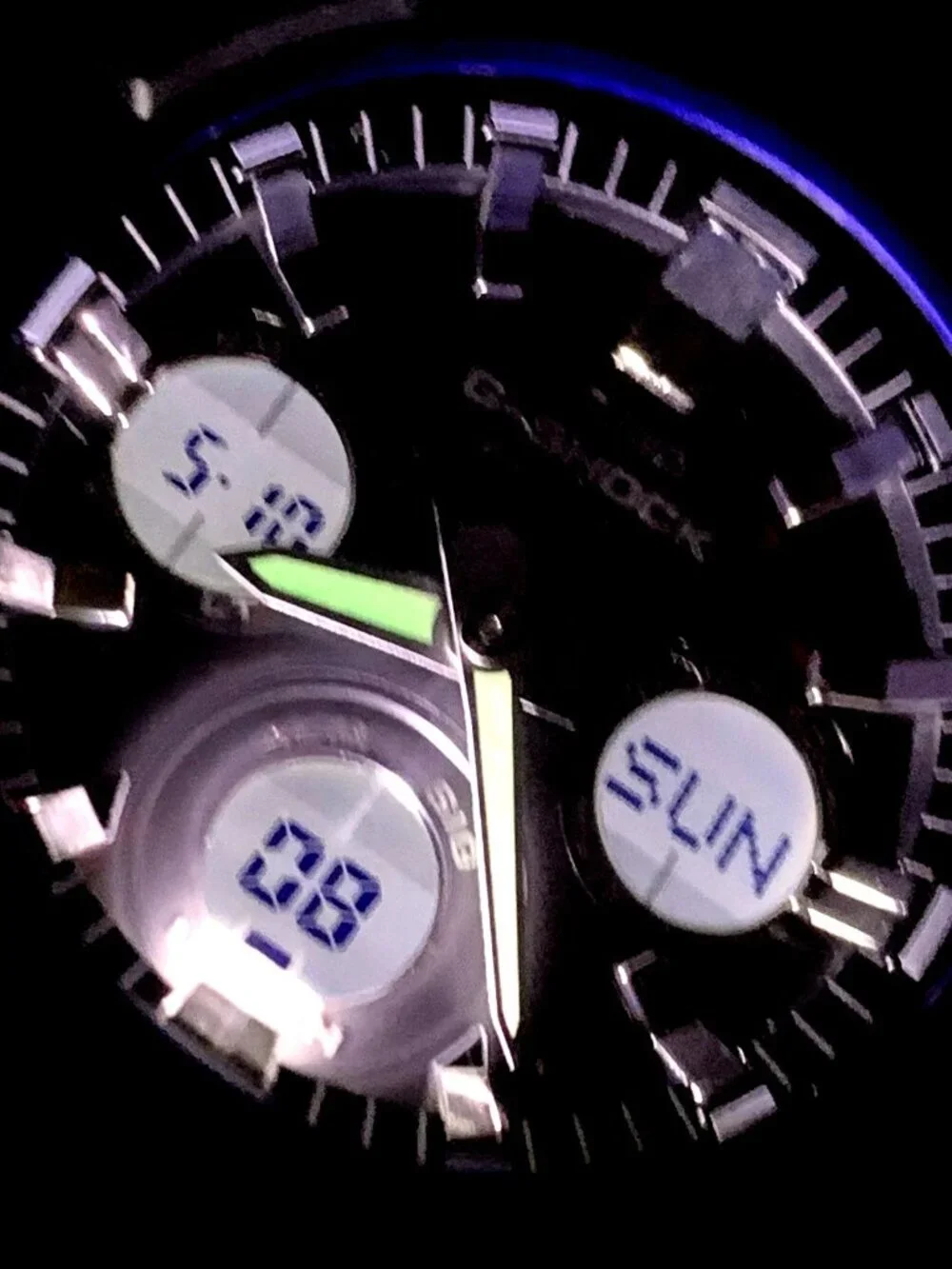 Casio Mens Watch G-Shock GAS100 Black Blue Resin Analog Digital Tough Solar 5445